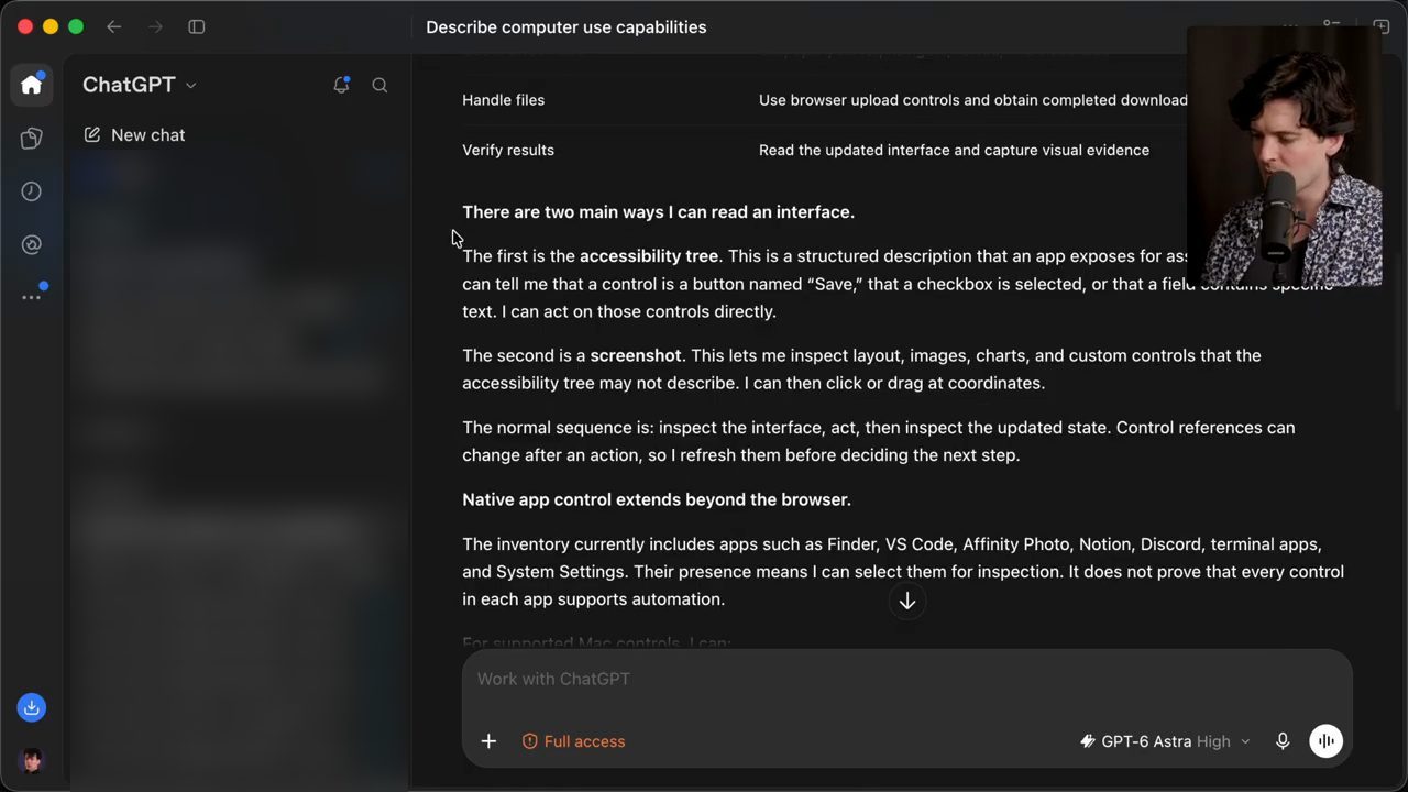 ChatGPT trả lời về computer use: hai cách đọc giao diện là accessibility tree và screenshot
