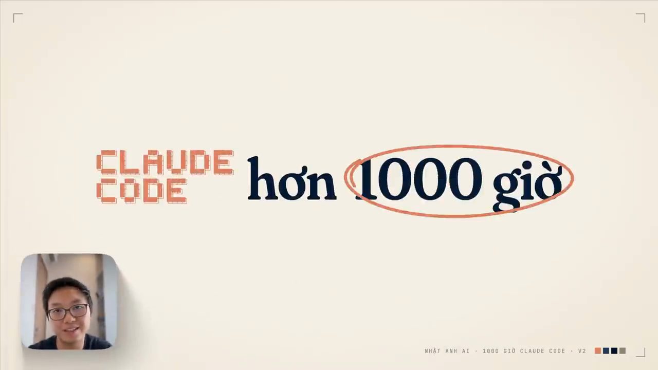 Màn hình mở đầu: chữ CLAUDE CODE kiểu pixel màu cam cạnh dòng chữ hơn 1000 giờ, số 1000 giờ được khoanh tròn