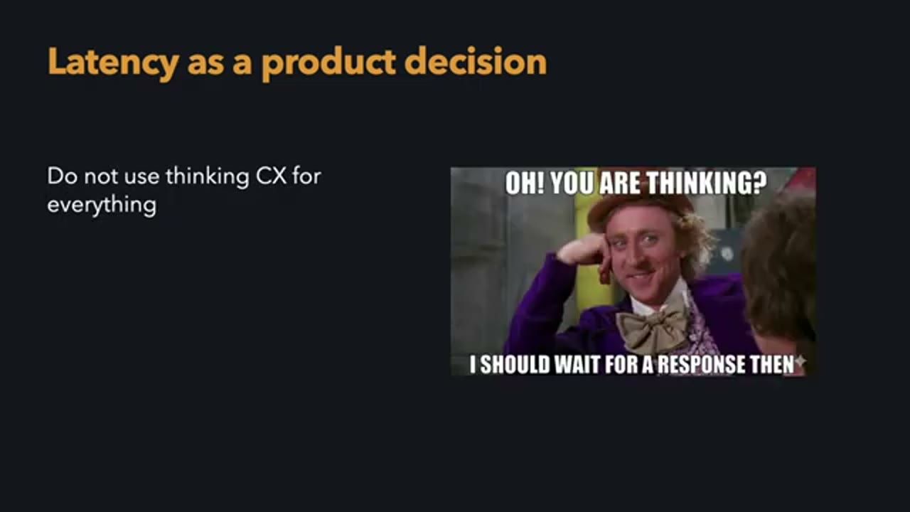 Meme Willy Wonka: Oh! You are thinking? I should wait for a response then