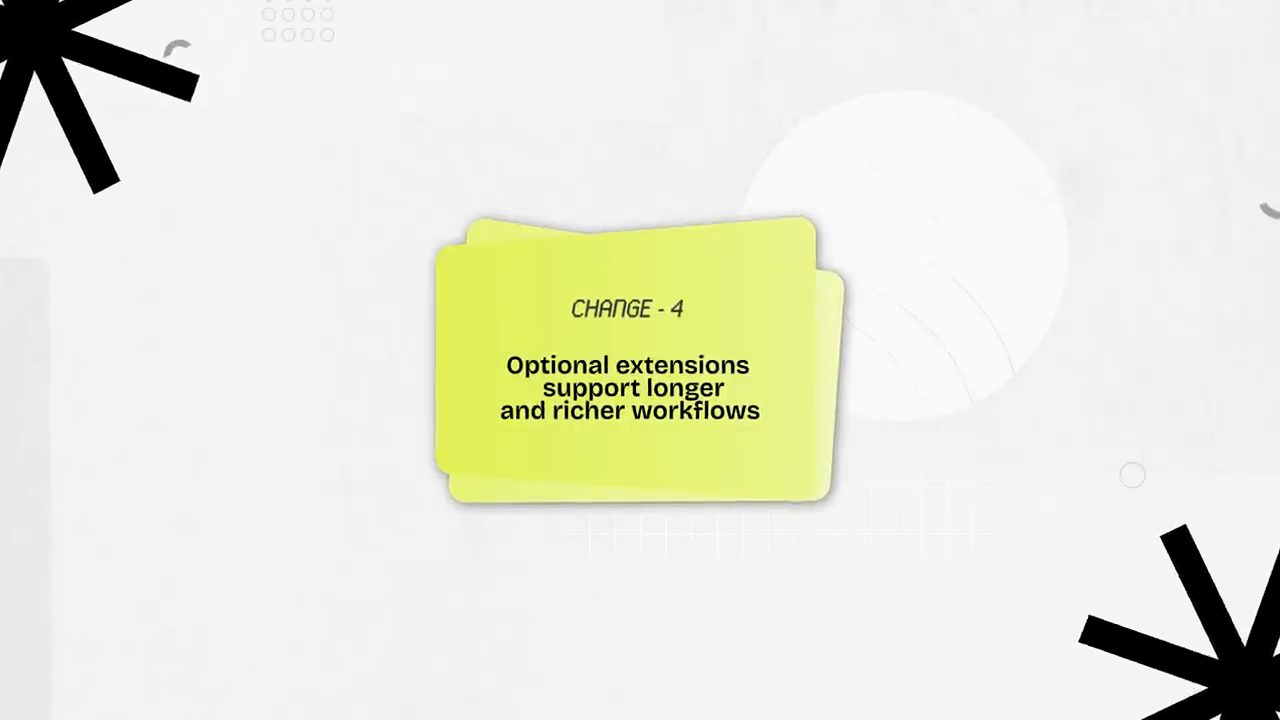 Thẻ vàng chanh ghi Change - 4: Optional extensions support longer and richer workflows