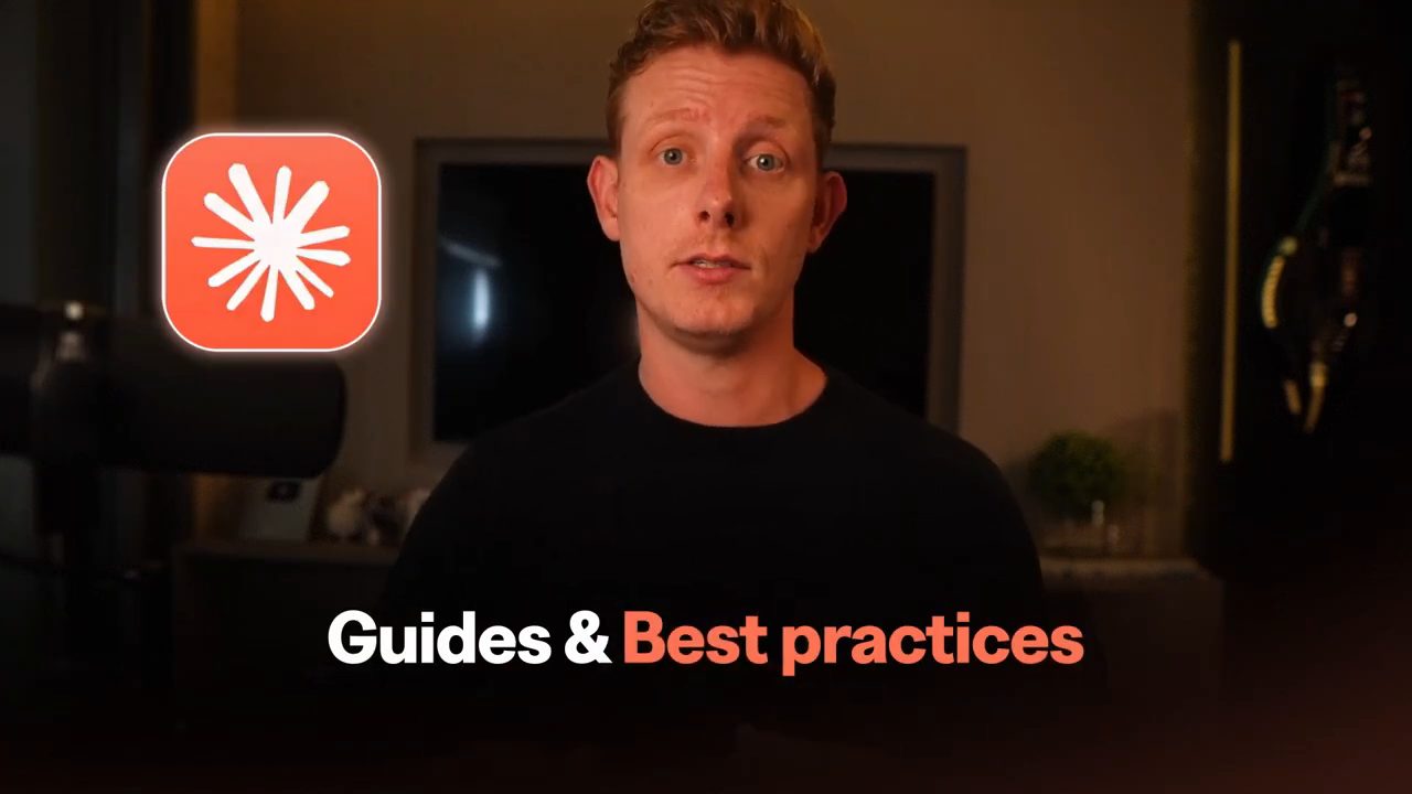 Ben van Sprundel nói trước camera, bên cạnh logo Claude và dòng chữ Guides & Best practices