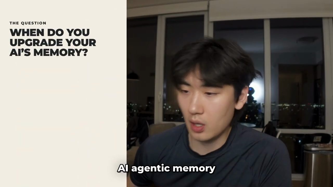 Duke Pan nói trước camera, bên trái là slide 'When do you upgrade your AI's memory?'