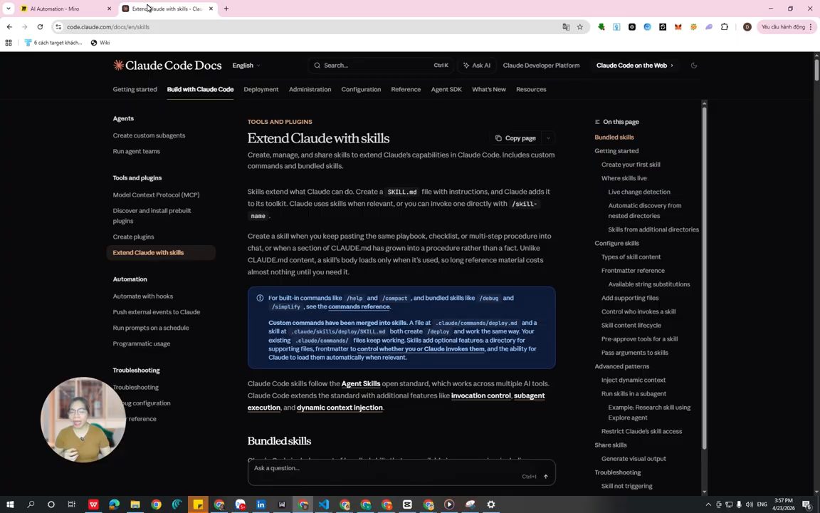 Trang tài liệu Claude Code Docs: Extend Claude with skills
