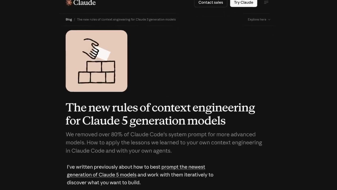 Trang blog Claude với tiêu đề The new rules of context engineering for Claude 5 generation models