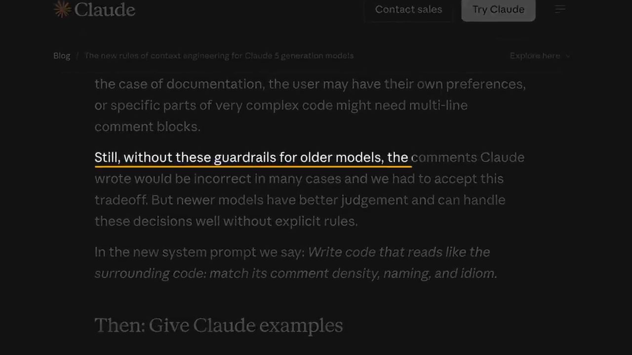 Đoạn bài viết về guardrail cho comment ở model cũ và câu mới trong system prompt