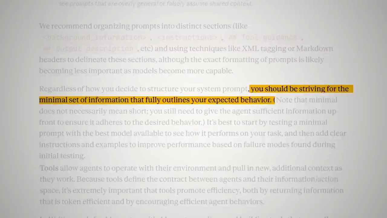 Đoạn bài viết của Anthropic được tô vàng câu về minimal set of information