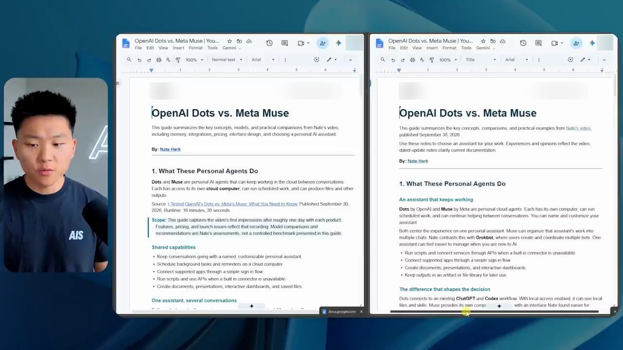 Hai Google Doc OpenAI Dots vs. Meta Muse đặt cạnh nhau