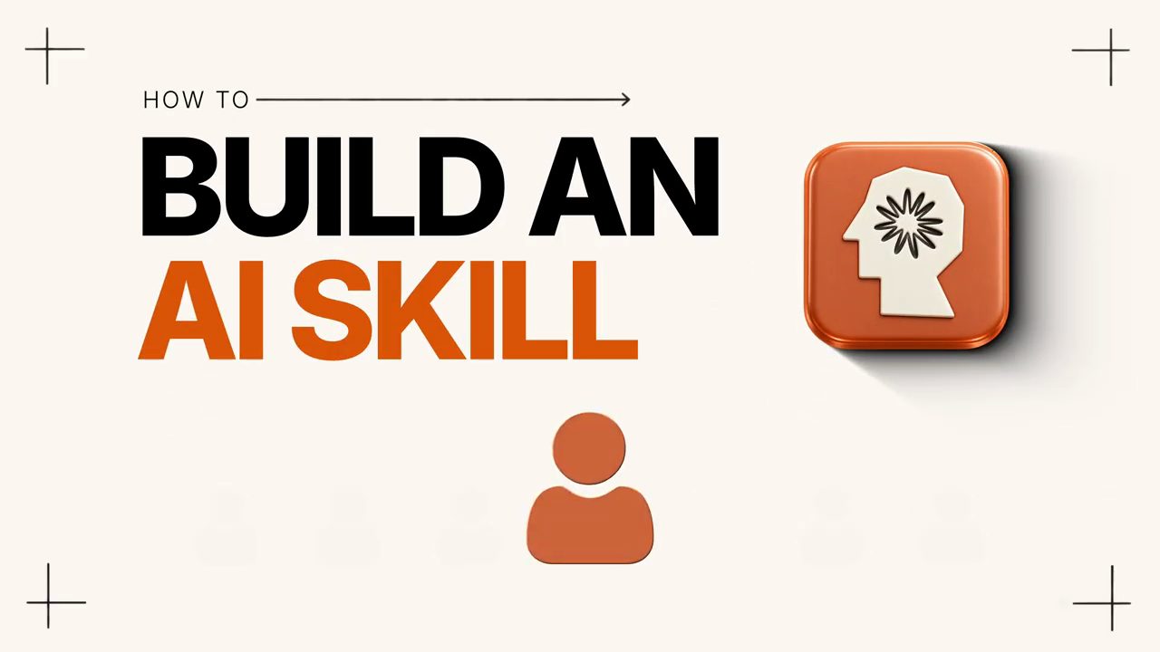 Màn hình tiêu đề HOW TO BUILD AN AI SKILL với biểu tượng đầu người màu cam