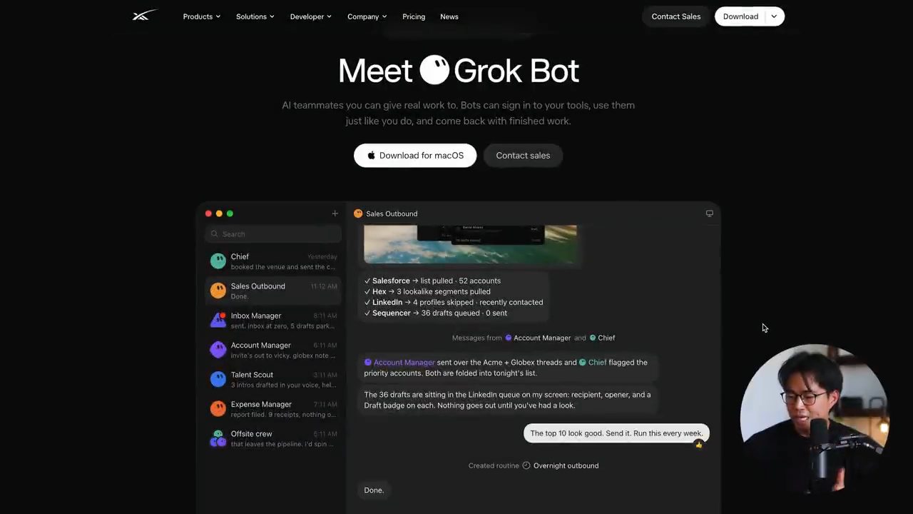 Trang giới thiệu Meet Grok Bot của xAI