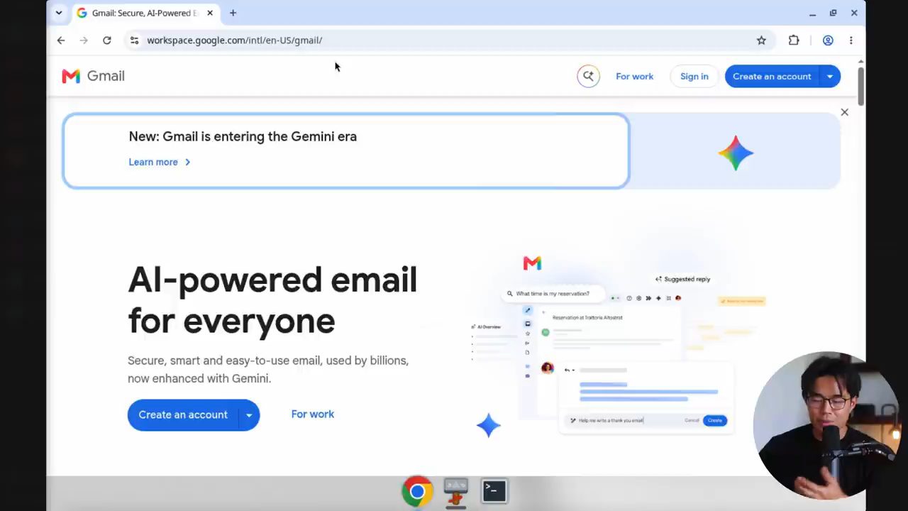 Desktop của bot với Chrome đang mở trang Gmail