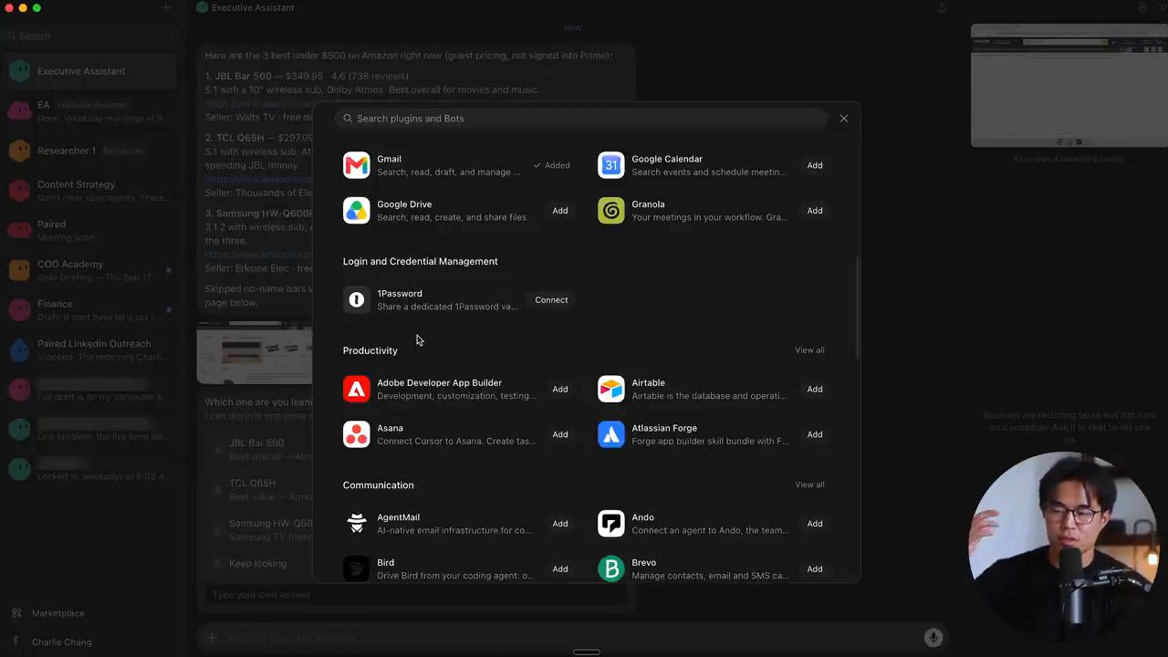 Danh sách plugin trong Marketplace: Gmail, Google Drive, 1Password và các app khác