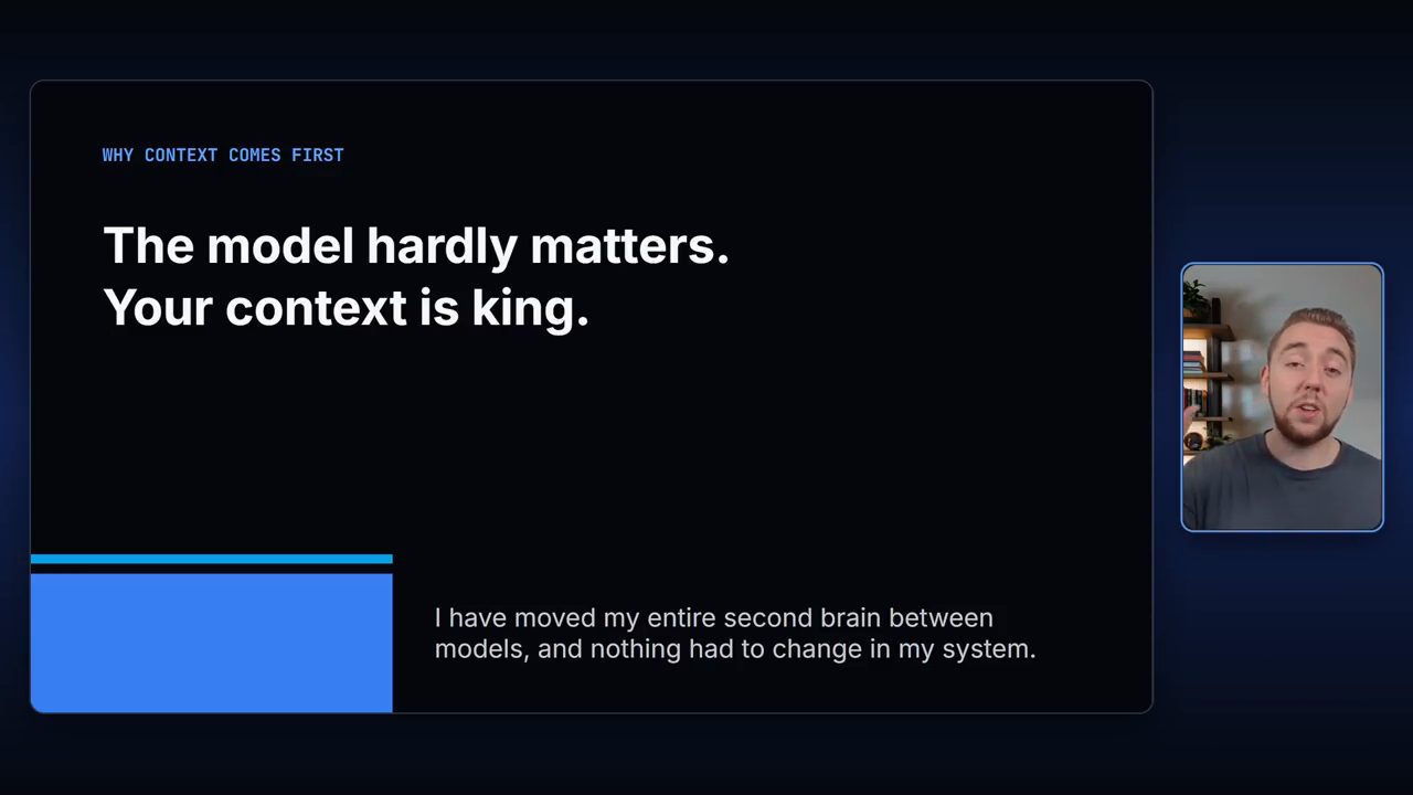 Slide Why context comes first: The model hardly matters. Your context is king.