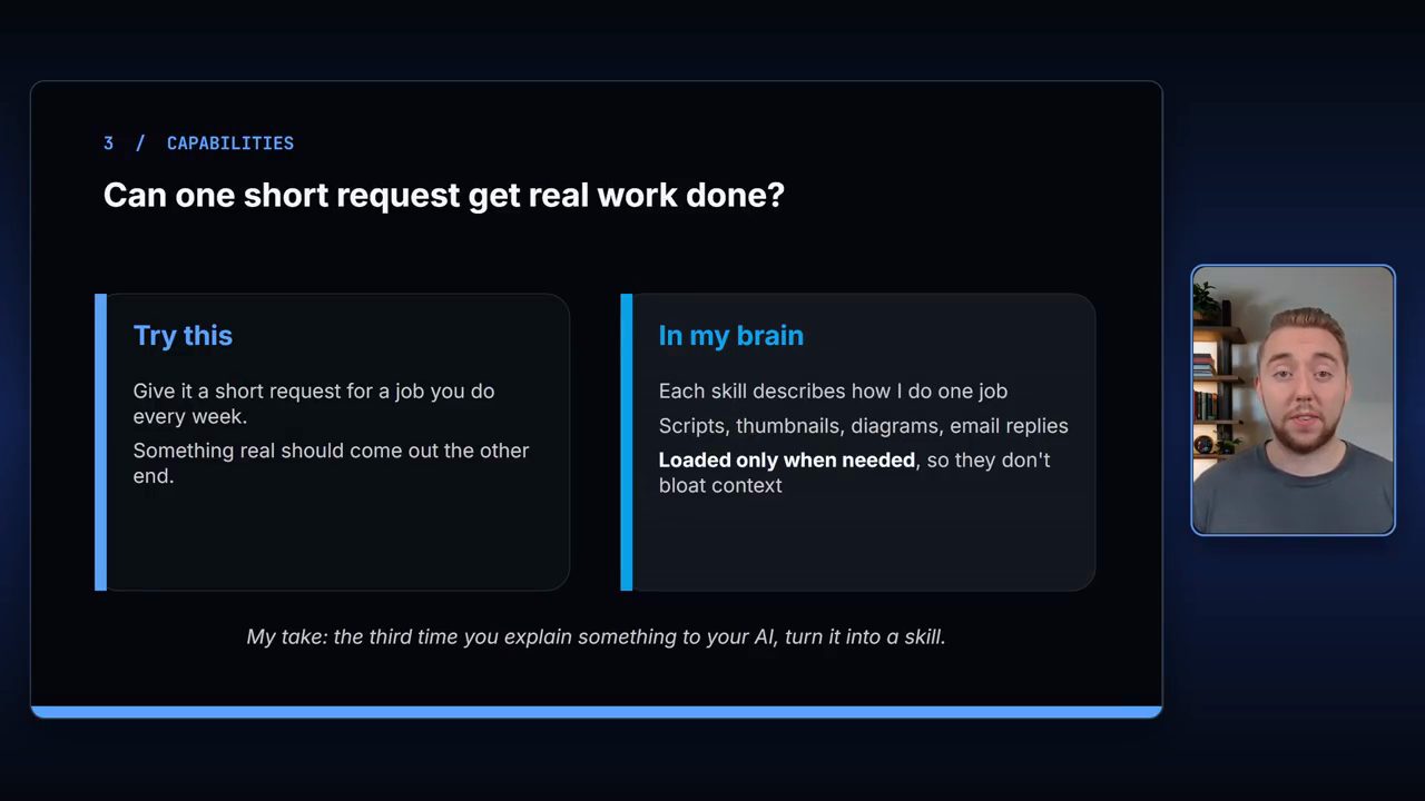 Slide 3 / Capabilities: Can one short request get real work done?