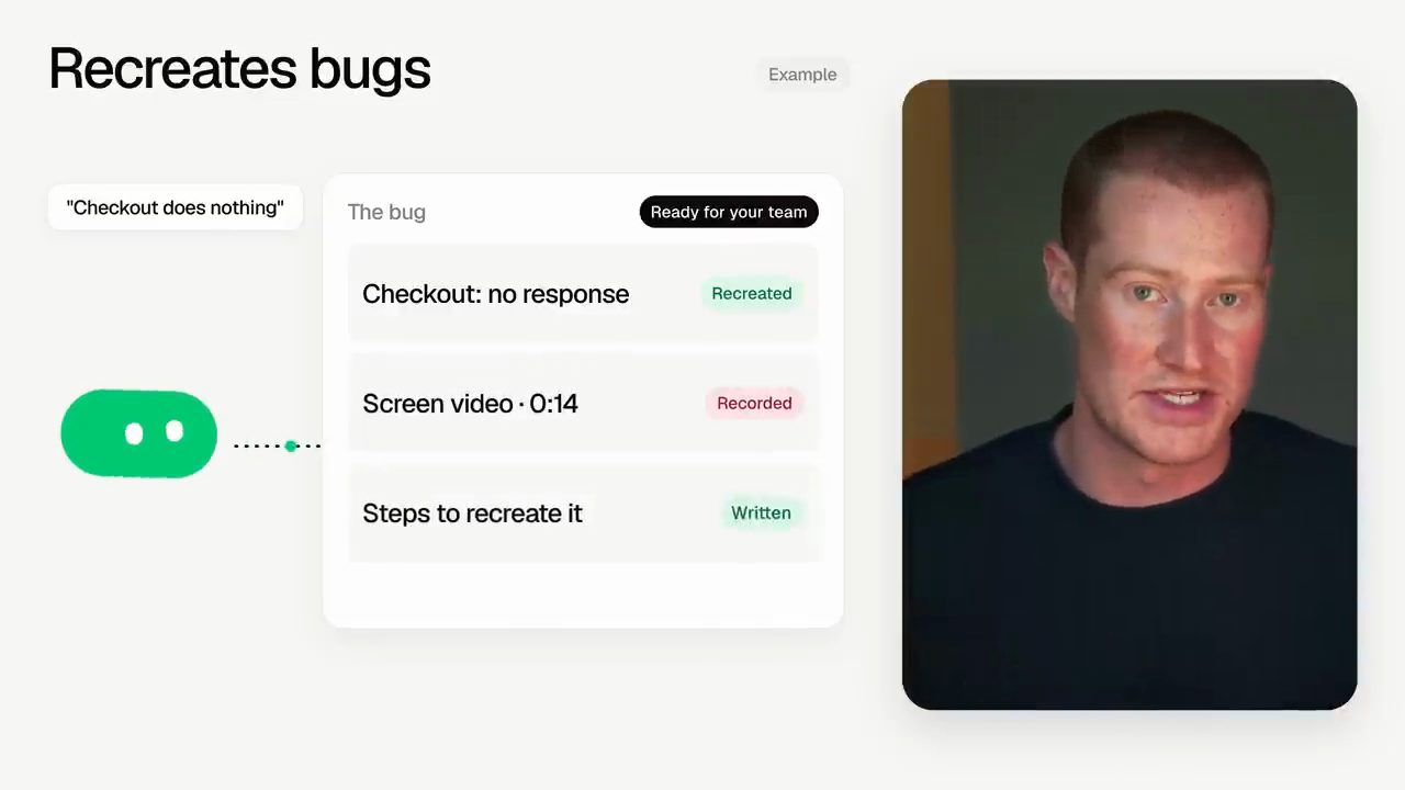 Ví dụ Recreates bugs: báo lỗi Checkout does nothing, bot trả về Checkout no response Recreated, Screen video 0:14 Recorded, Steps to recreate it Written