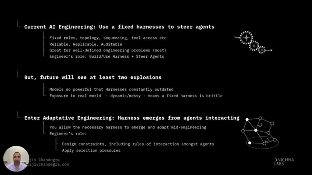 Slide tóm tắt cả talk: current AI engineering, hai explosion, adaptive engineering