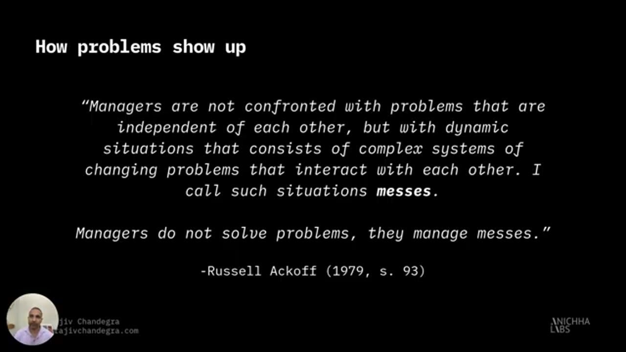Slide How problems show up với trích dẫn của Russell Ackoff