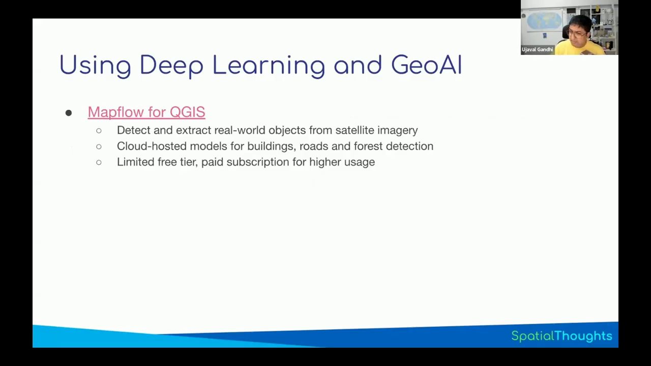Slide Using Deep Learning and GeoAI với mục Mapflow for QGIS