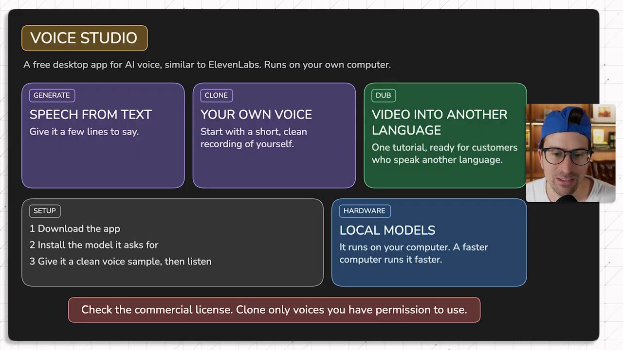 Slide Voice Studio: tạo giọng từ văn bản, clone giọng của mình, dub video sang ngôn ngữ khác, các bước cài và model local
