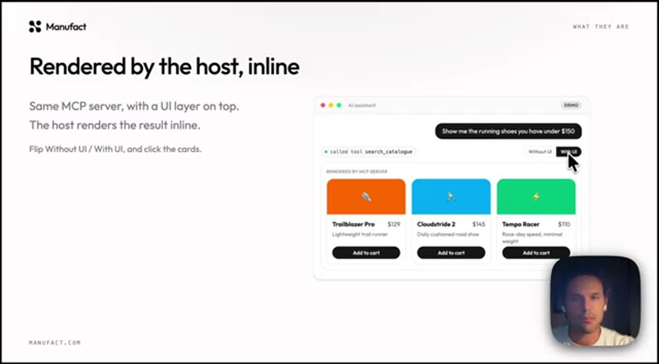 Cùng demo ở chế độ With UI: ba thẻ giày Trailblazer Pro, Cloudstride 2, Tempo Racer
