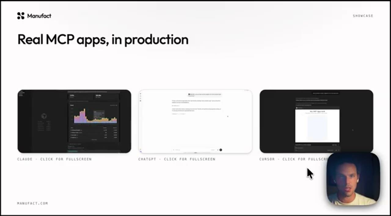 Slide Real MCP apps, in production với ba video demo