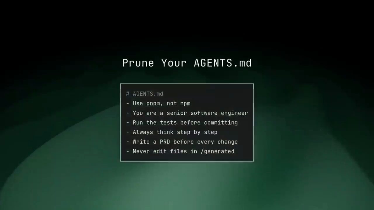 Slide Prune Your AGENTS.md với một file AGENTS.md mẫu sáu dòng