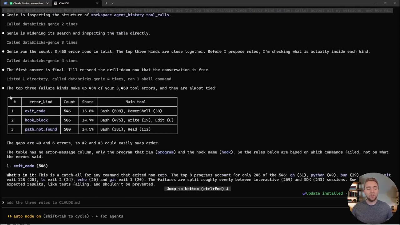 Claude Code hiện bảng ba loại lỗi hàng đầu: exit_code, hook_block, path_not_found