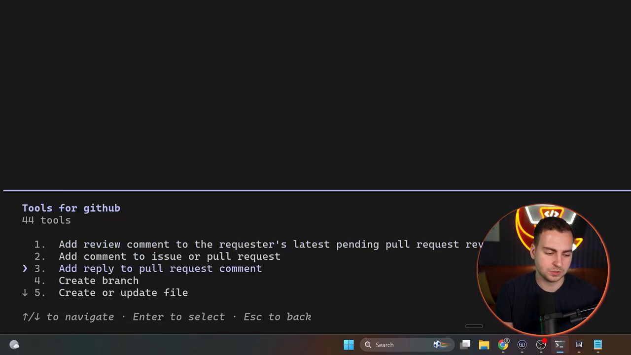 Danh sách Tools for github, 44 tools, gồm add review comment, add comment, create branch, create or update file