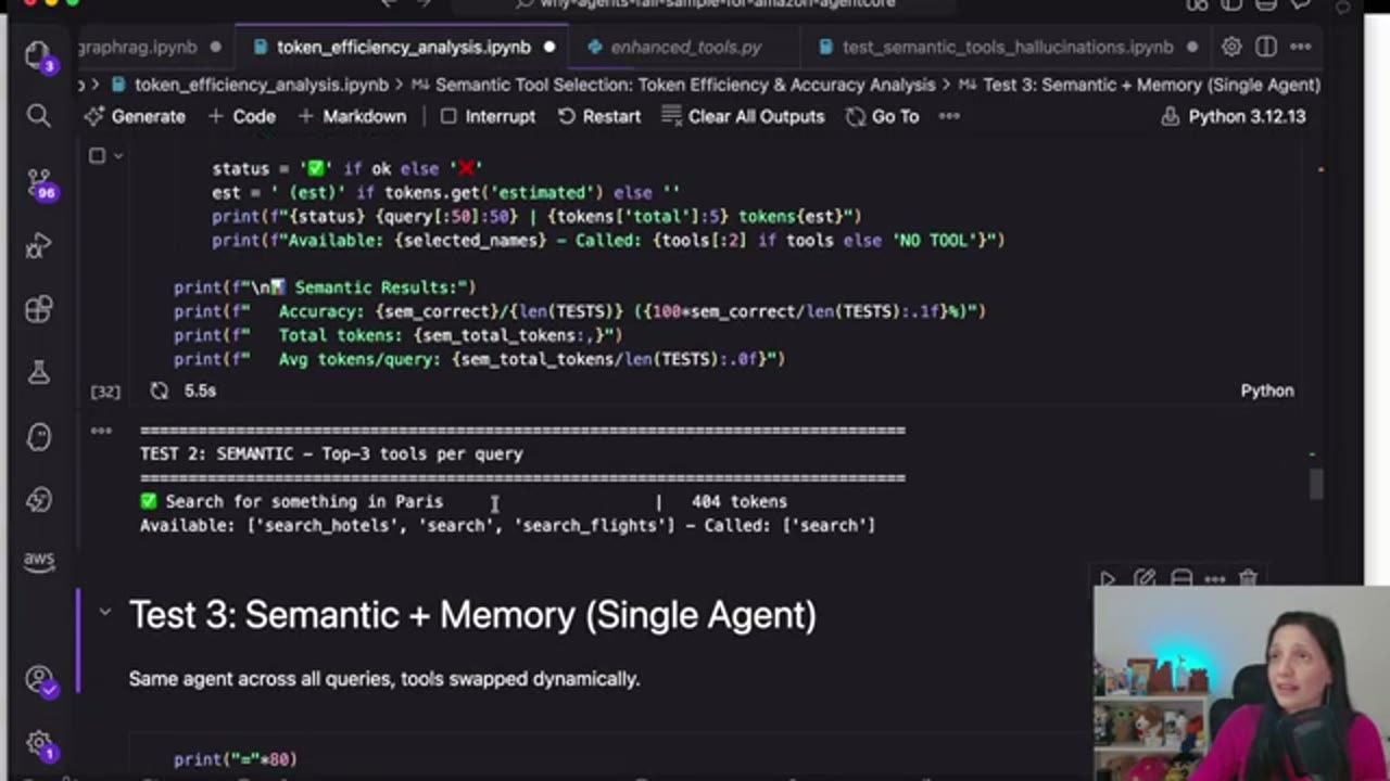 Kết quả Test 2 Semantic: query Search for something in Paris tốn 404 token, ba tool khả dụng
