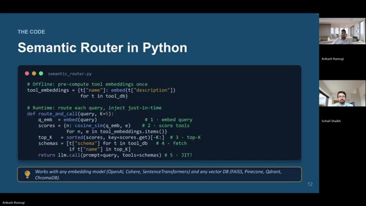 Slide Semantic Router in Python với đoạn code semantic_router.py