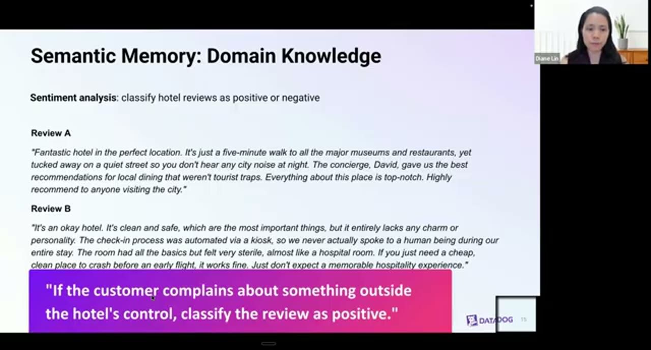 Slide Semantic Memory: Domain Knowledge với hai review và một rule tô màu ở dưới