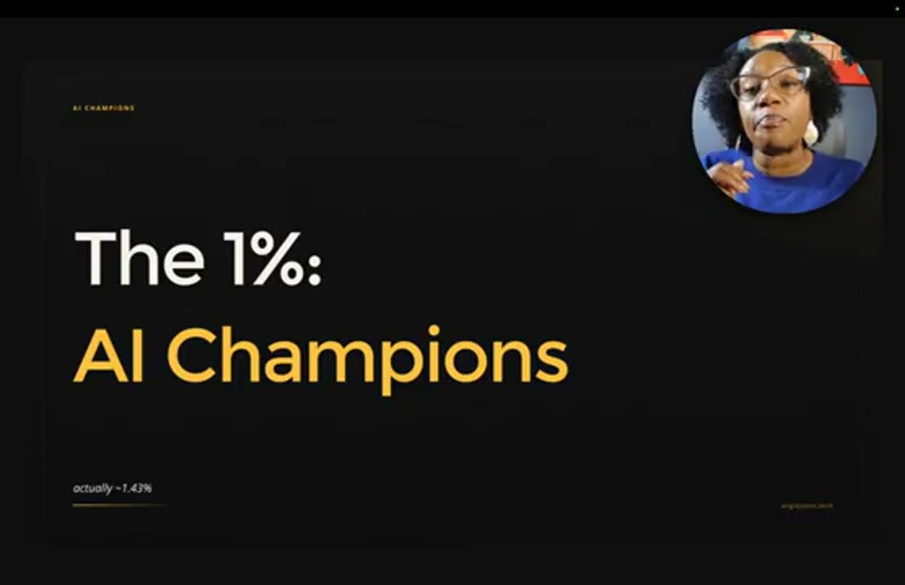Slide The 1%: AI Champions, ghi chú actually ~1.43%