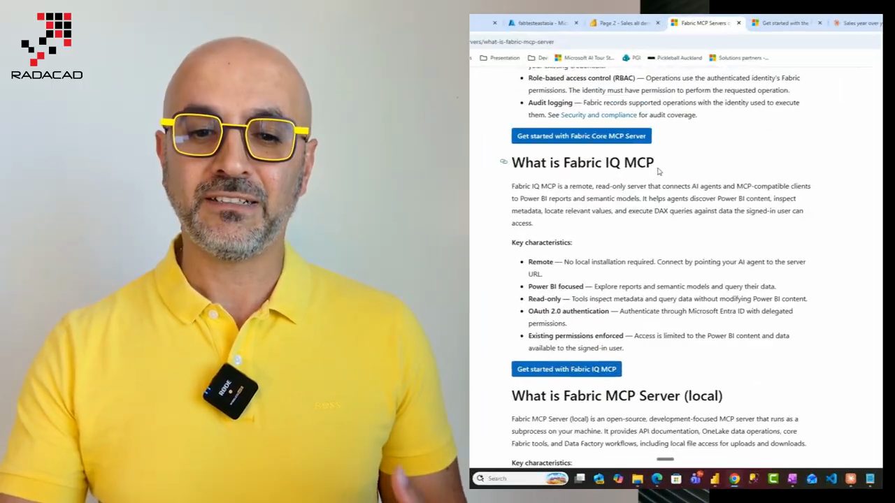 Trang Microsoft Learn, mục What is Fabric IQ MCP và What is Fabric MCP Server (local)