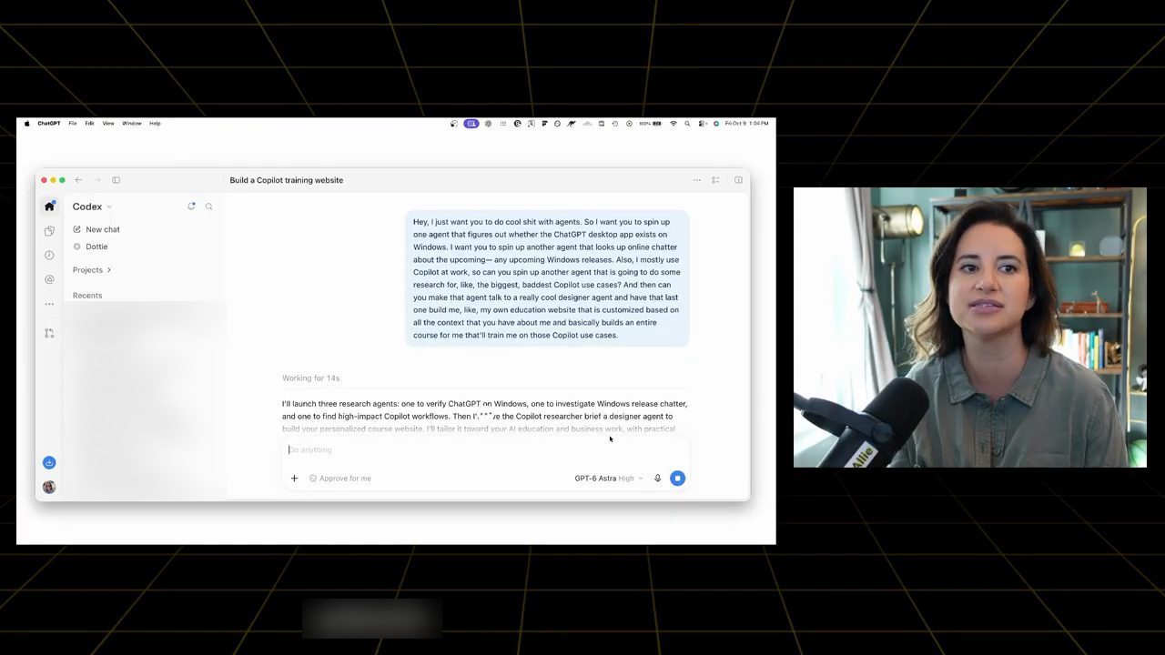 Chat Build a Copilot training website: prompt dài của Allie và câu trả lời I'll launch three research agents