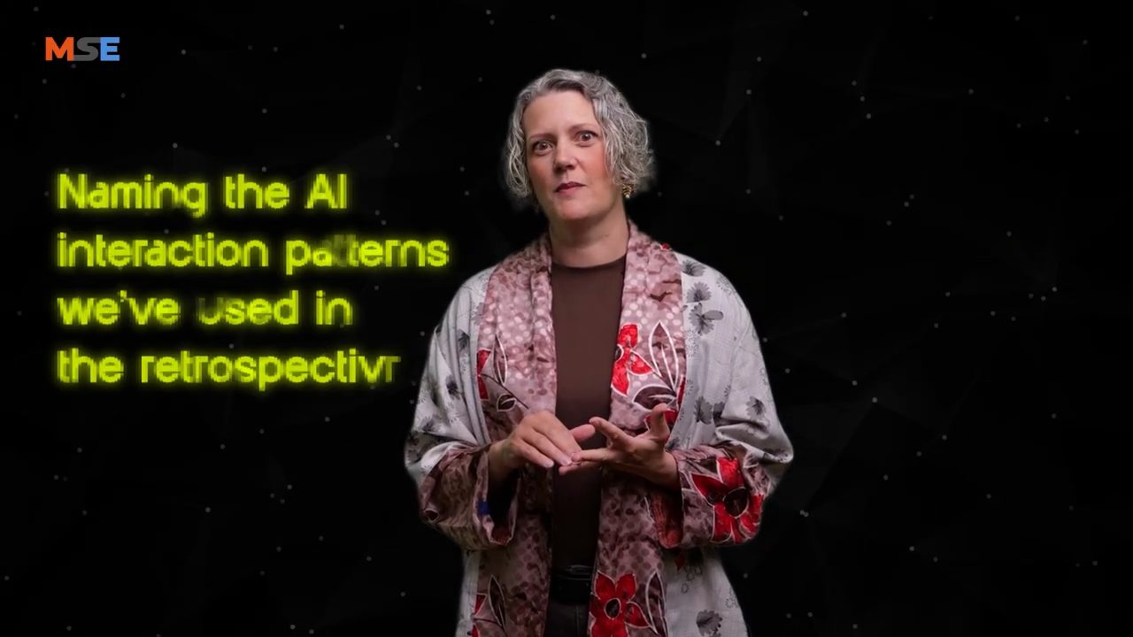 Dòng chữ Naming the AI interaction patterns we've used in the retrospective cạnh Emily Bache