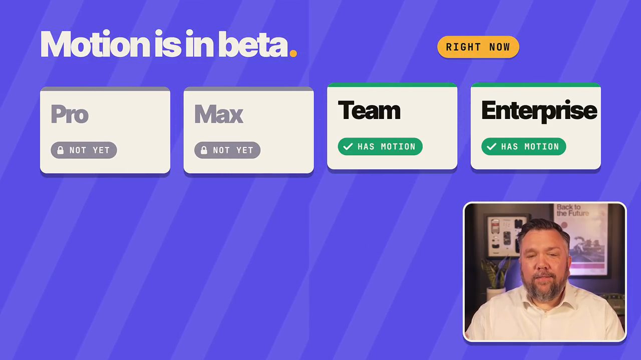 Slide Motion is in beta: Pro và Max Not yet, Team và Enterprise Has Motion