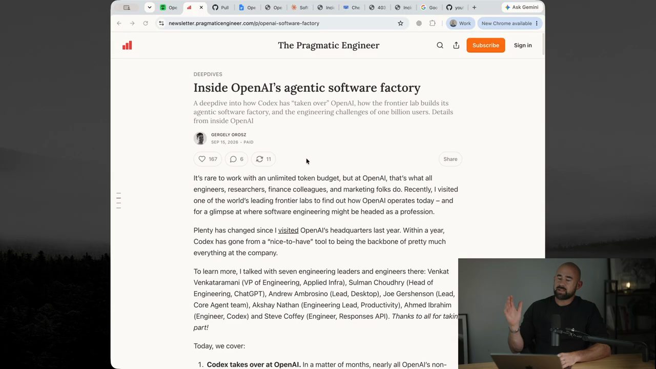 Trang bài viết Inside OpenAI's agentic software factory trên The Pragmatic Engineer